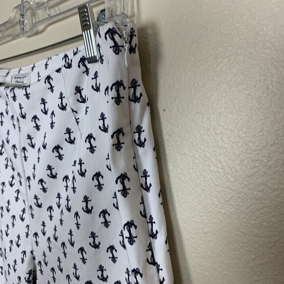 Charter Club Anchor Print Pants Off White Navy Nautical Classic Fit Womens 10 - Picture 4 of 14